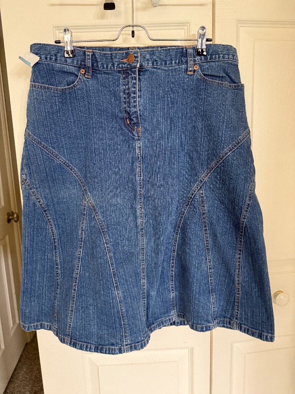Fit and flare jean skirt